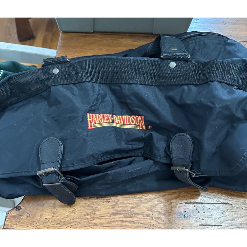 vtg‎ 1990's black harley davidson duffle bag